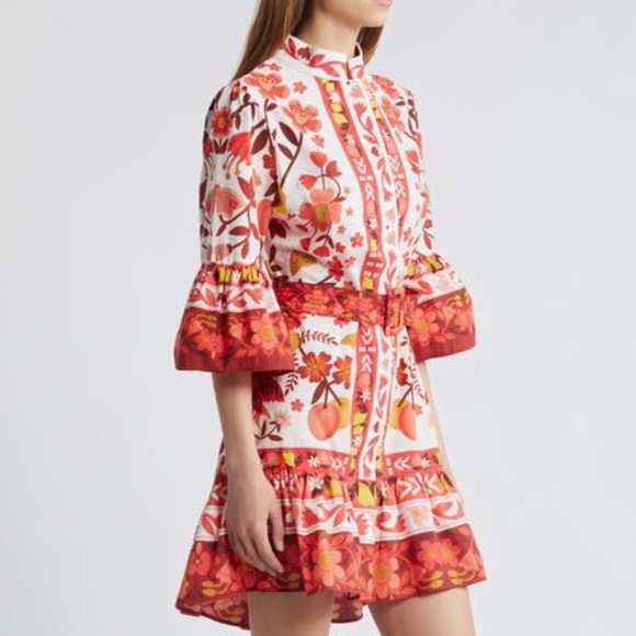 NWT $210 FARM Rio Romantic Orchard Print Cotton Shirtdress in size Large! - Picture 6 of 9